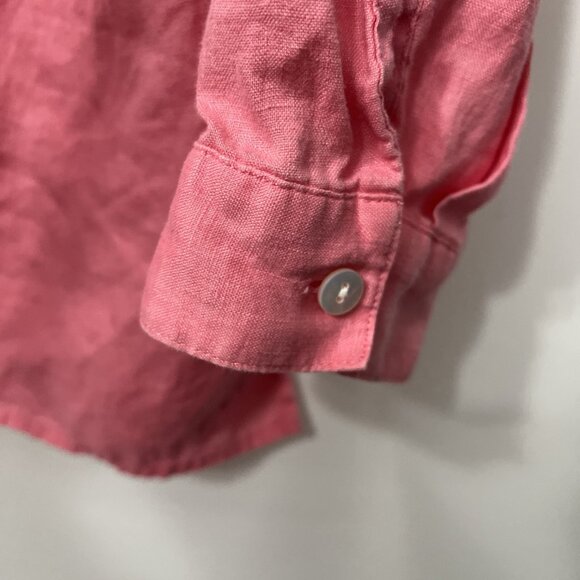 J Jill Love Linen Essential Top XL Solid Pink 100% Linen Button Up Long Sleeve - Picture 7 of 9